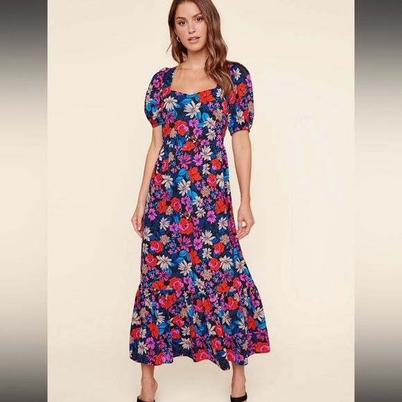 Sugar Lips Dress Women XS maxi Floral Flora Maura Sweetheart Boho Vibrant B24 - Picture 1 of 11